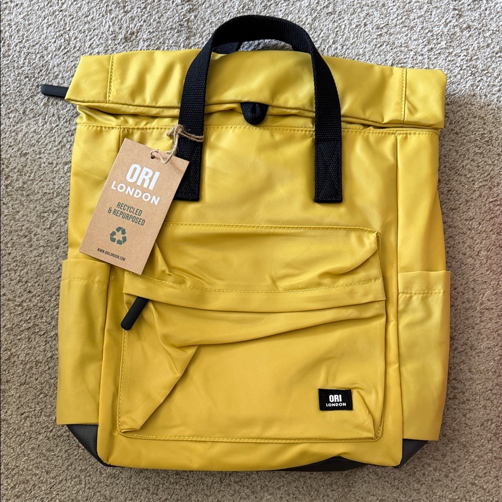 Orion London Yellow Roll-Top Backpack with Black Handles